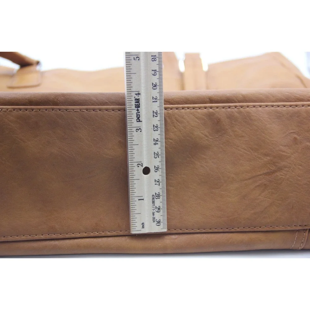 MultiSac Shoulder Purse Laptop Bag Tan Leather Look Several Compartments Classic